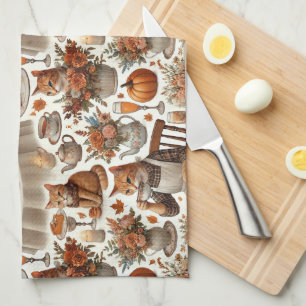 Thanksgiving themed for Cat Lover  Tea Towel
