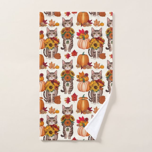 Thanksgiving themed for cat lovers hand towel (Hand Towel)