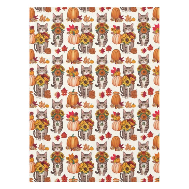Thanksgiving themed for cat lovers  tablecloth (Front)