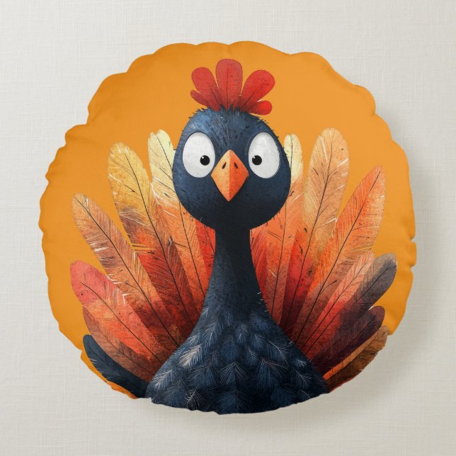 Thanksgiving Themed Throw Pillow with Turkey (Front)
