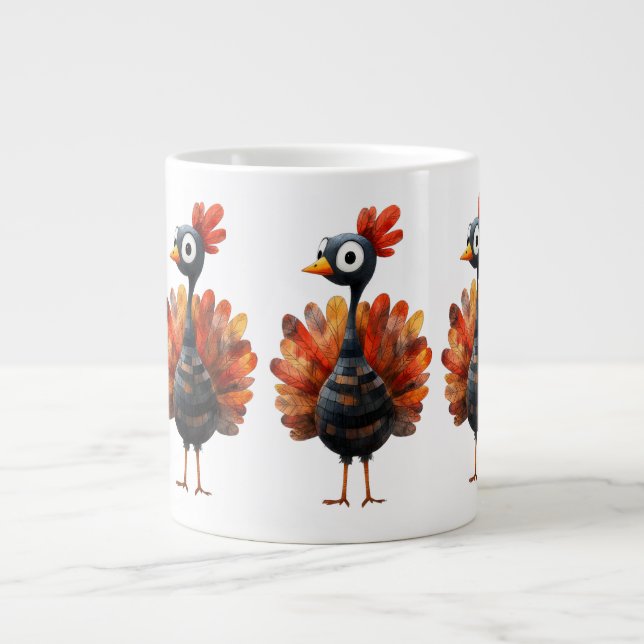 Thanksgiving Themed with turkey  Large Coffee Mug (Front)