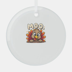 Thanksgiving Time Turkey Moo Funny Thanksgiving Fu Glass Tree Decoration