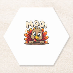 Thanksgiving Time Turkey Moo Funny Thanksgiving Fu Paper Coaster