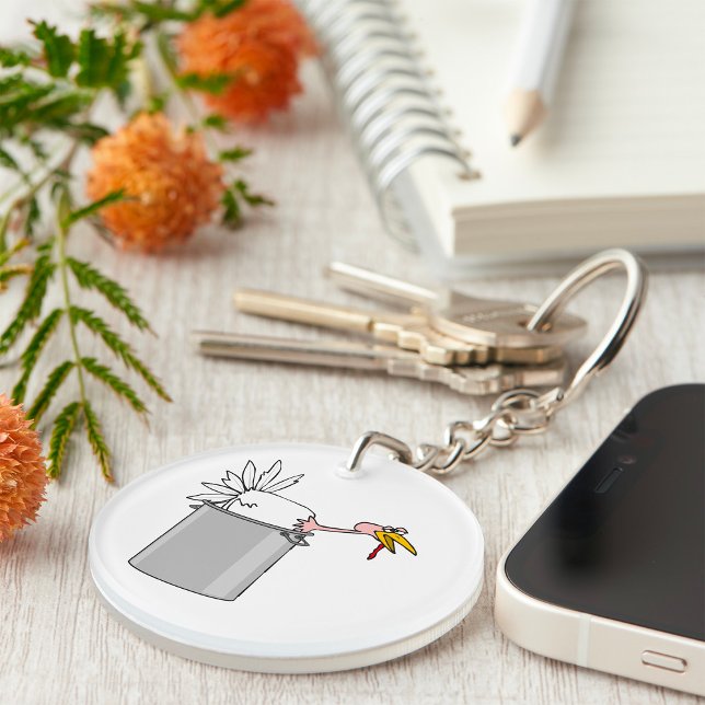 Thanksgiving Tired Turkey in Cooking Pot Humour  Key Ring (Creator Uploaded)