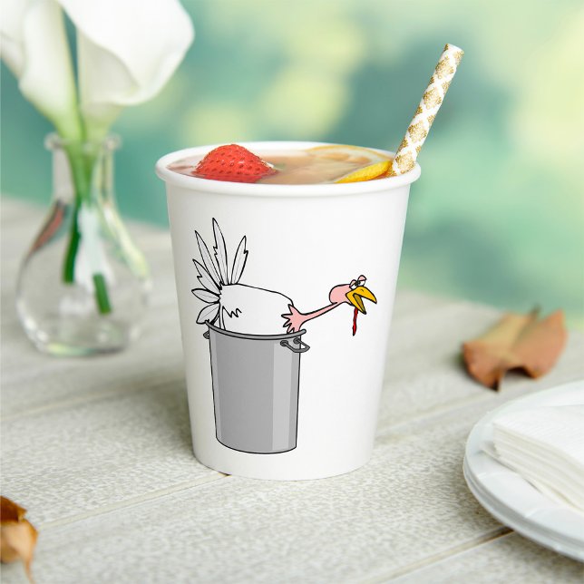 Thanksgiving Tired Turkey in Cooking Pot Humour  Paper Cups (Creator Uploaded)