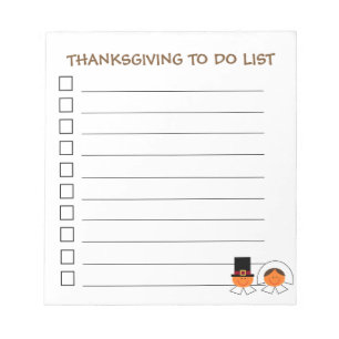 "Thanksgiving To Do List" Notepad