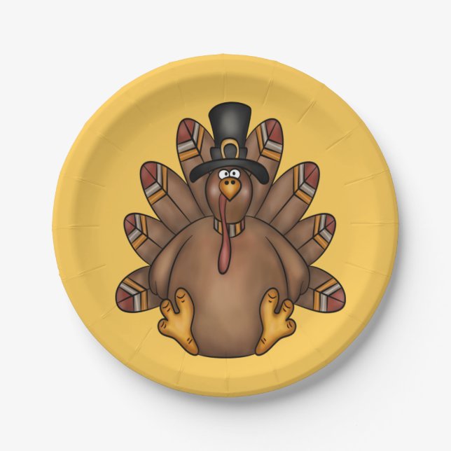 Thanksgiving Tom Turkey Holiday Paper Plate (Front)