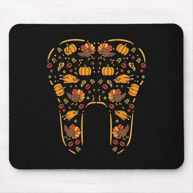 Thanksgiving Tooth Cute Fall Teeth Dental Dentist  Mouse Mat (Front)
