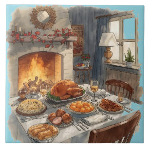 Thanksgiving,Traditional dishes, Autumn Table, Tile