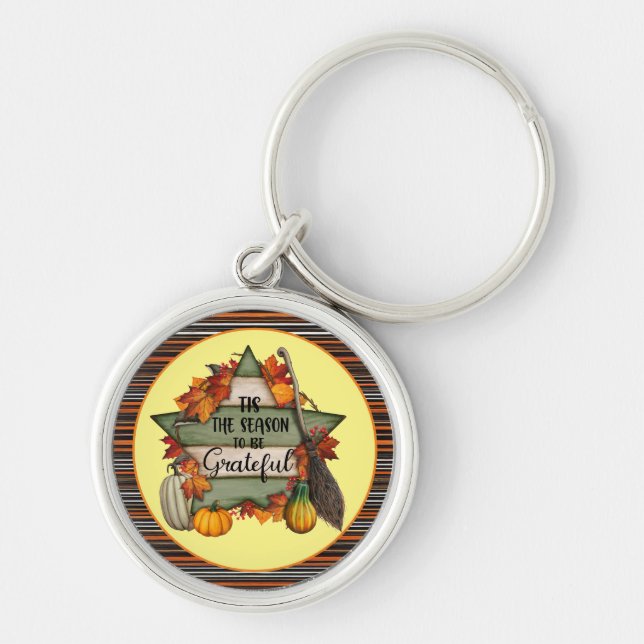 Thanksgiving Trendy Beautiful Autumn Collection Key Ring (Front)