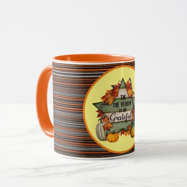 Thanksgiving Trendy Beautiful Autumn Collection Mug (Front Left)