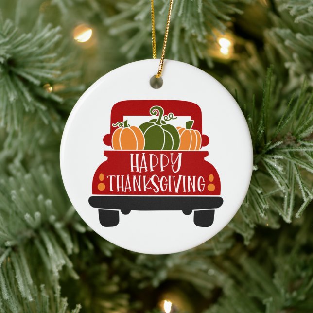 Thanksgiving Truck Ceramic Tree Decoration (Tree)