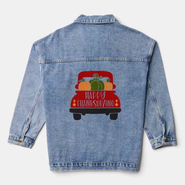 Thanksgiving Truck Denim Jacket (Back)