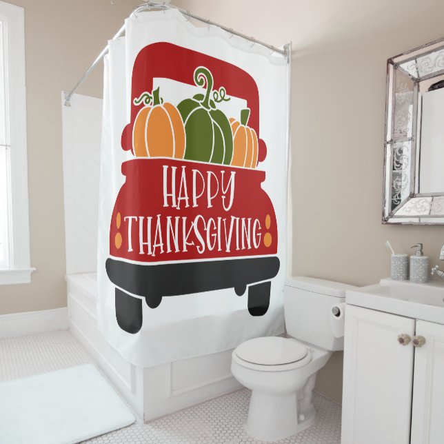 Thanksgiving Truck Shower Curtain (In Situ)