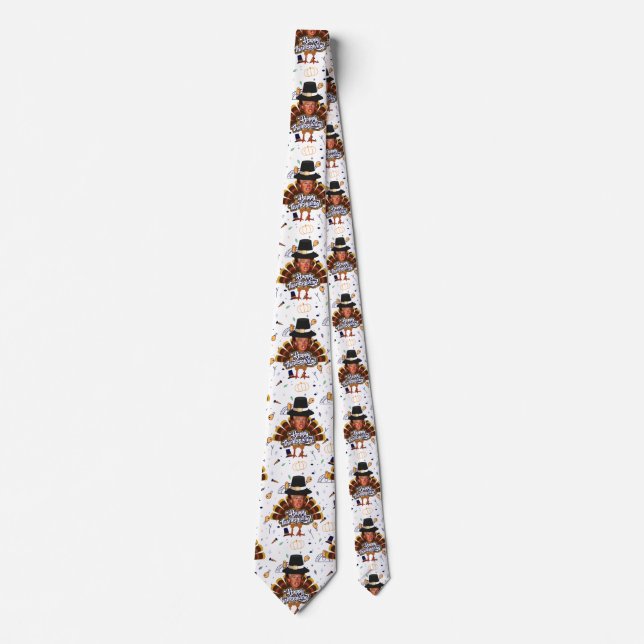 thanksgiving trump turkey mens necktie neck tie (Front)