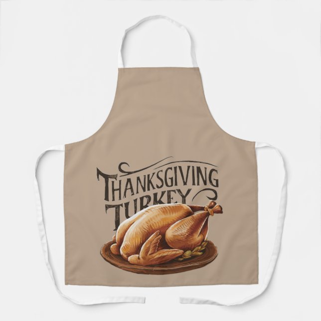Thanksgiving Turkey All-Over Print Apron, Medium Apron (Front)