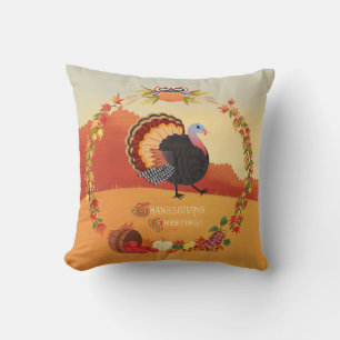 Thanksgiving Turkey and Harvest Cushion