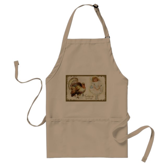 Thanksgiving Turkey and Little Girl Standard Apron (Front)