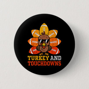 Thanksgiving Turkey And Touchdowns Football Kids T 6 Cm Round Badge