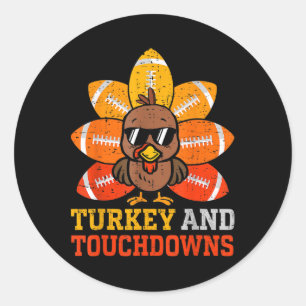Thanksgiving Turkey And Touchdowns Football Kids T Classic Round Sticker