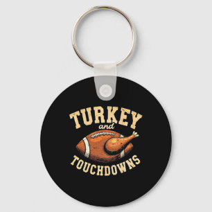 Thanksgiving Turkey And Touchdowns Football Men Bo Key Ring