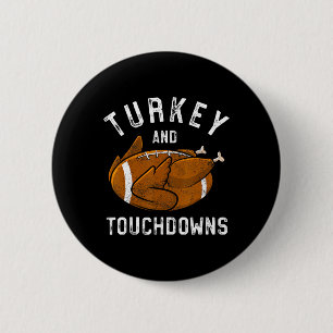 Thanksgiving Turkey And Touchdowns Football Men Ki 6 Cm Round Badge