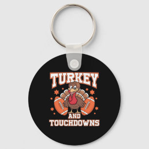 Thanksgiving Turkey And Touchdowns Football Men Ki Key Ring