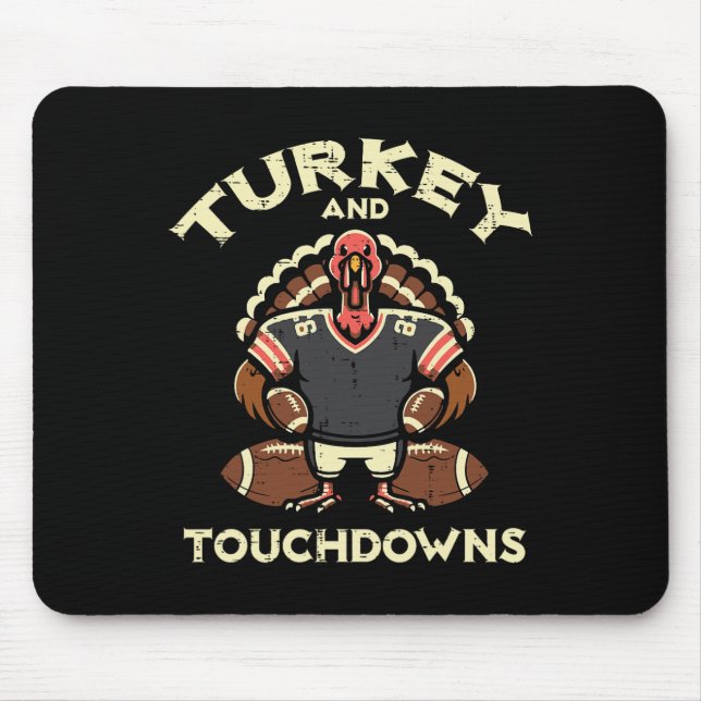 Thanksgiving Turkey And Touchdowns Footbyll Men Bo Mouse Mat (Front)