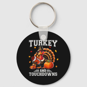 Thanksgiving Turkey And Touchdowns Footbyll Men Ki Key Ring