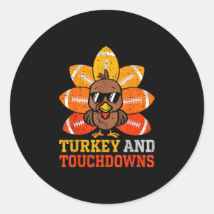 Thanksgiving Turkey And Touchdowns Footll Kids Tod Classic Round Sticker