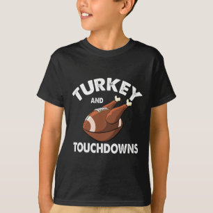 Thanksgiving Turkey And Touchdowns Footll Men Boys T-Shirt