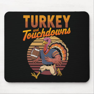 Thanksgiving Turkey And Touchdowns Footll Men Kids Mouse Mat