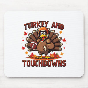 Thanksgiving Turkey And Touchdowns Footll Player 1 Mouse Mat