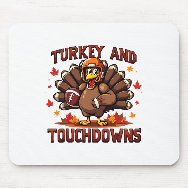 Thanksgiving Turkey And Touchdowns Footll Player 1 Mouse Mat (Front)
