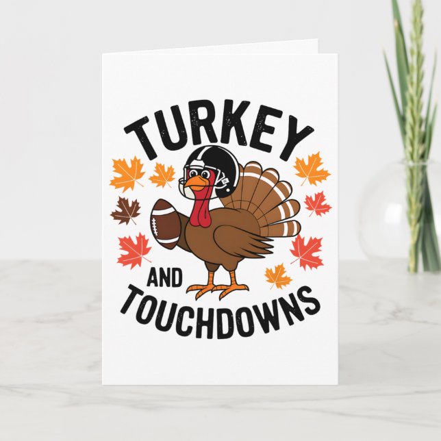 Thanksgiving Turkey And Touchdowns Footll Player 2 Card (Front)