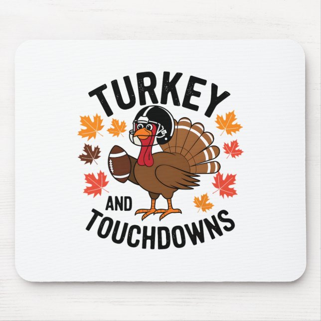 Thanksgiving Turkey And Touchdowns Footll Player 2 Mouse Mat (Front)