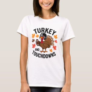 Thanksgiving Turkey And Touchdowns Footll Player 2 T-Shirt
