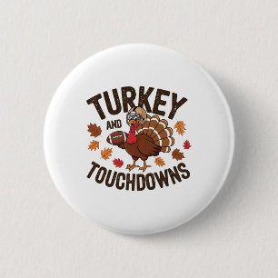 Thanksgiving Turkey And Touchdowns Footll Player 3 6 Cm Round Badge
