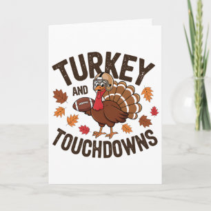 Thanksgiving Turkey And Touchdowns Footll Player 3 Card