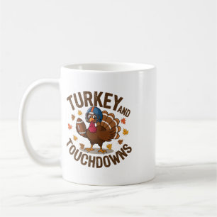 Thanksgiving Turkey And Touchdowns Footll Player 4 Coffee Mug