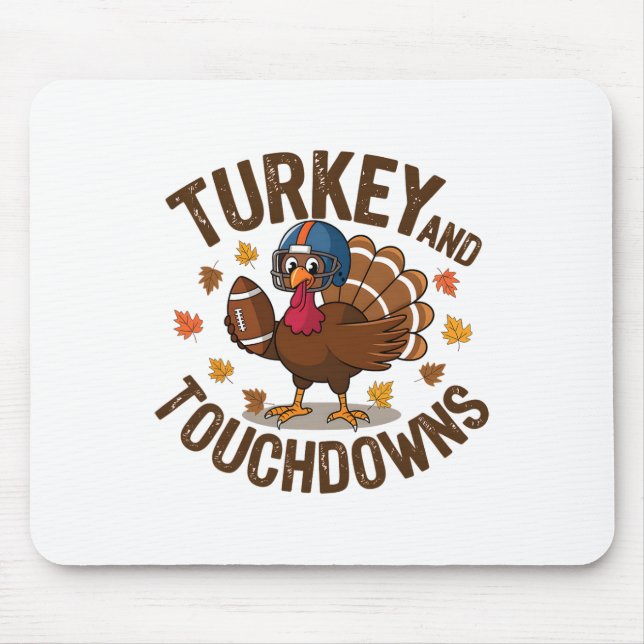Thanksgiving Turkey And Touchdowns Footll Player 4 Mouse Mat (Front)