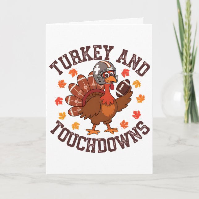 Thanksgiving Turkey And Touchdowns Footll Player  Card (Front)