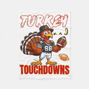 Thanksgiving Turkey And Touchdowns Funny Footll Lo Fleece Blanket