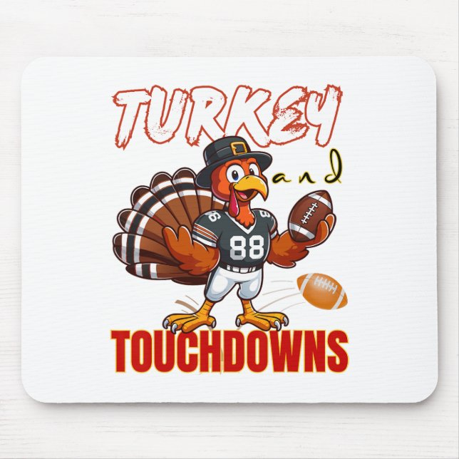 Thanksgiving Turkey And Touchdowns Funny Footll Lo Mouse Mat (Front)