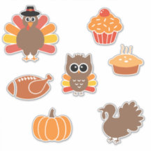 Thanksgiving Turkey and Trimmings Stickers