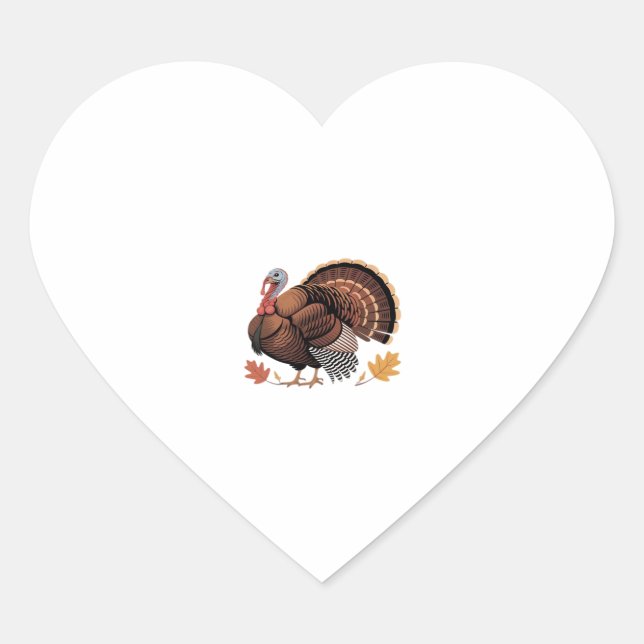 Thanksgiving Turkey – Autumn Holiday Classic Class Heart Sticker (Front)