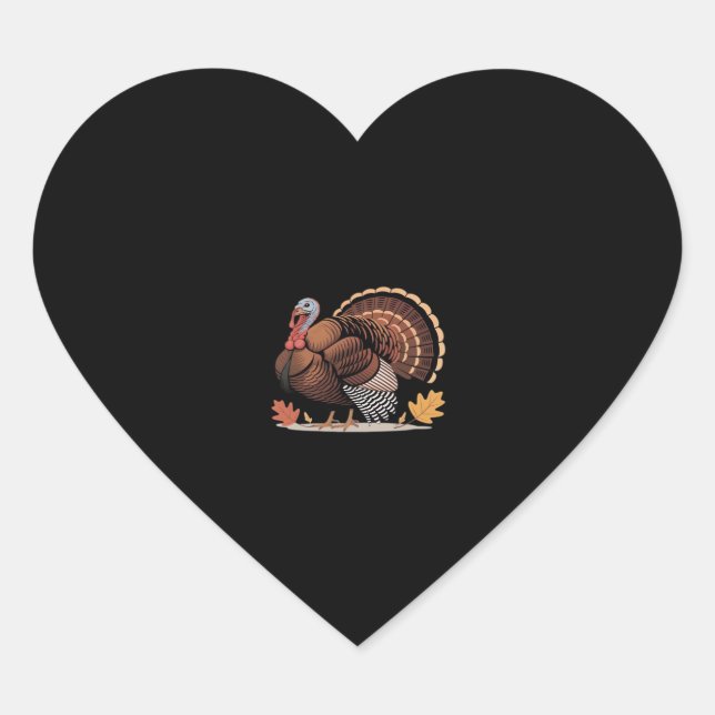 Thanksgiving Turkey – Autumn Holiday Classic Class Heart Sticker (Front)