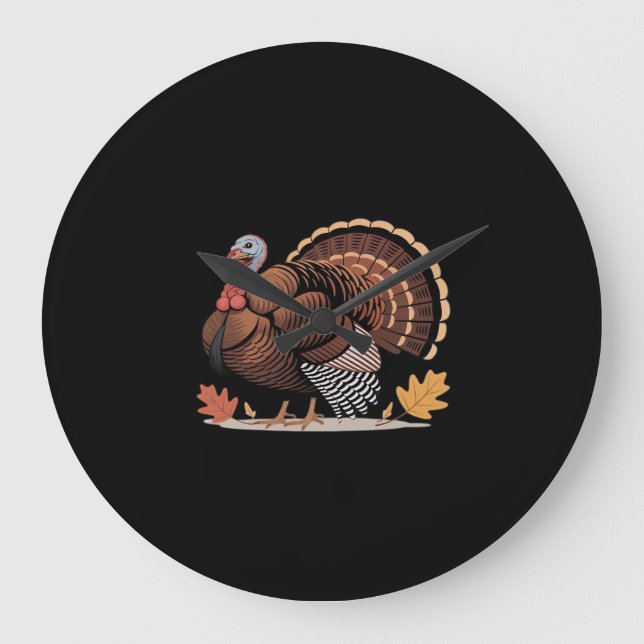 Thanksgiving Turkey – Autumn Holiday Classic Class Large Clock (Front)