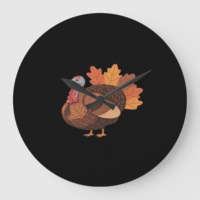 Thanksgiving Turkey – Autumn Holiday Classic Class Large Clock (Front)