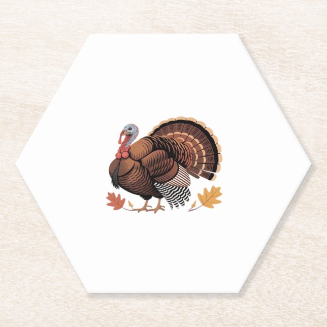 Thanksgiving Turkey – Autumn Holiday Classic Class Paper Coaster (Front)